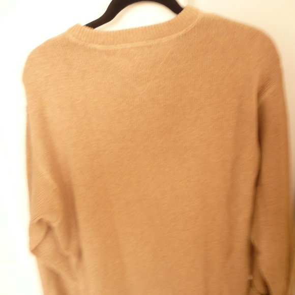 vintage men's hilfiger crew neck sweater tan sz L - Picture 2 of 3